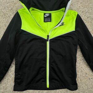Nike Youth Boys Black Neon Yellow Jacket Full Zip Size 7 Long Sleeve Polyester